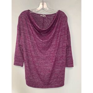 Casion Womens Sweater Quarter Sleeve Cowl Neck Violet Medium